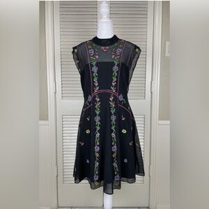 Free People | Dresses | Free People Womens Riviera Mesh Black Floral  Embroidered Mini Dress Size 6 | Poshmark